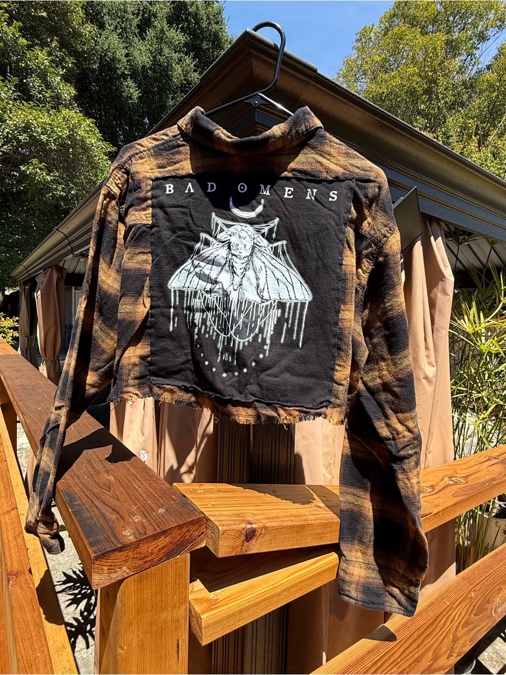 BadOmens  Upcycled F21 Cropped Plaid Jacket - Black & Brown